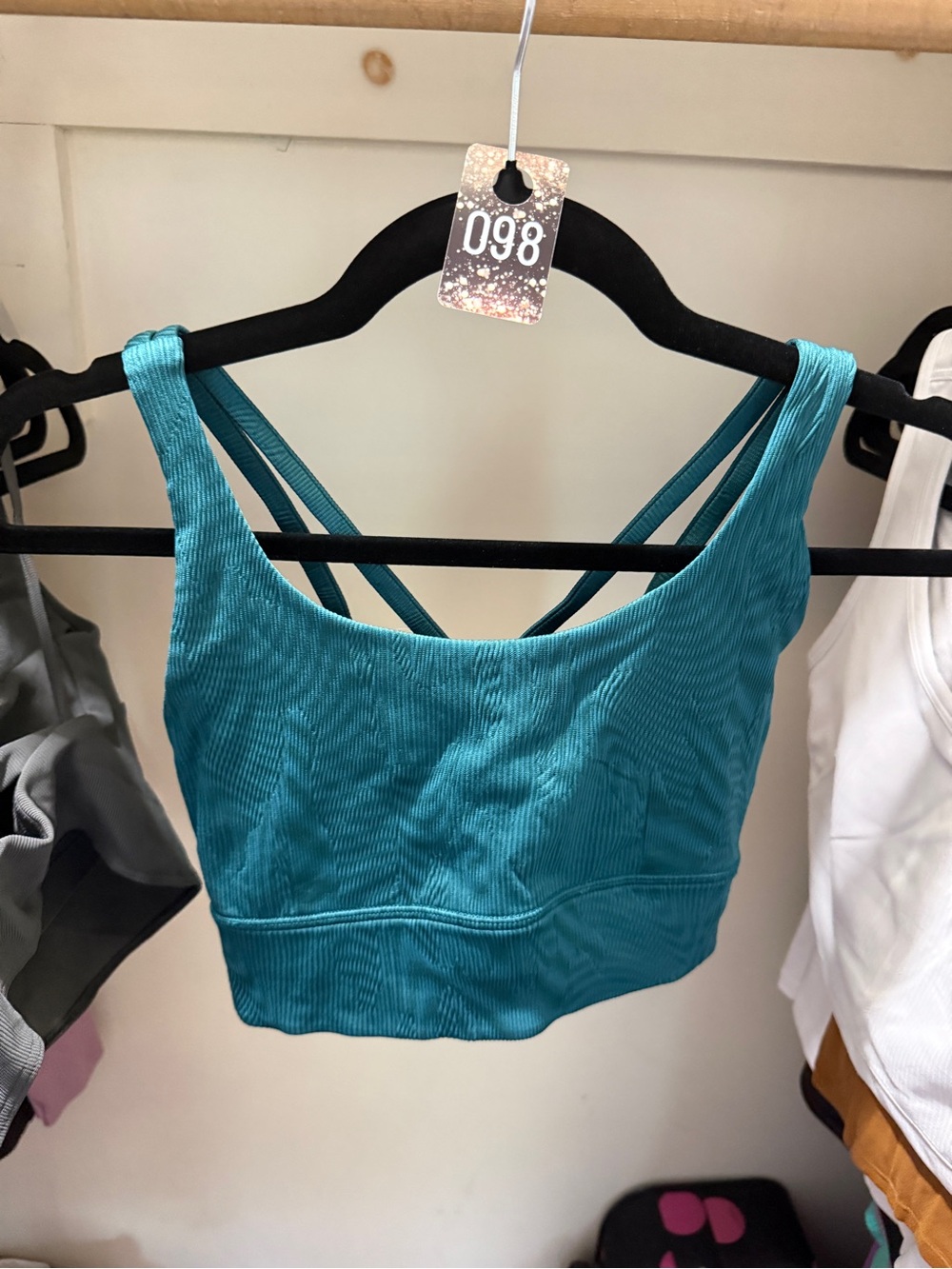 098 lululemon athletica energy Teal Ribbed Strappy Sports Bra